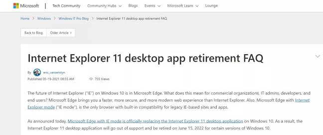 微软将停用ie浏览器 26年老浏览器”下岗“了